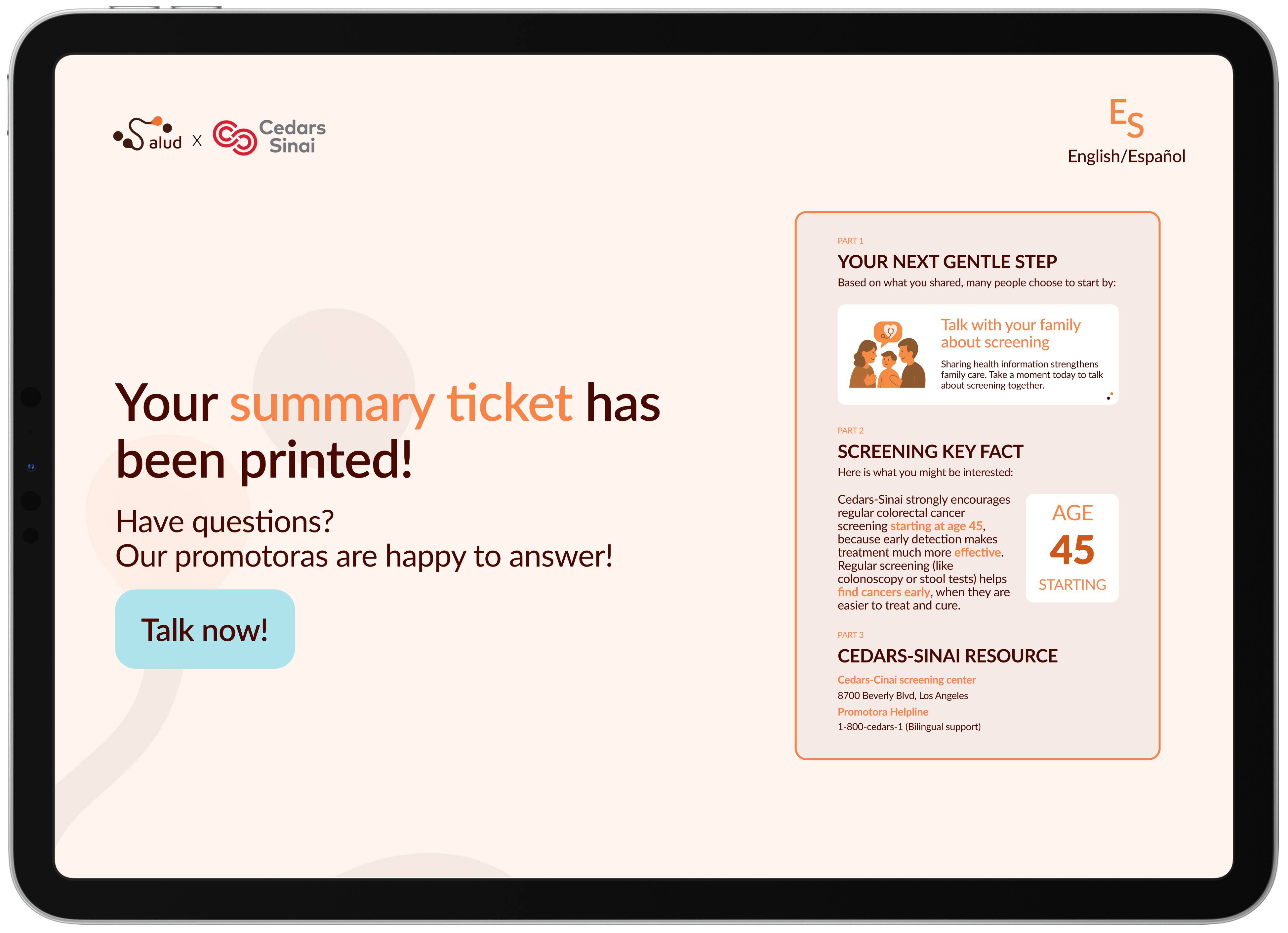 CTA screen offering health navigator connection